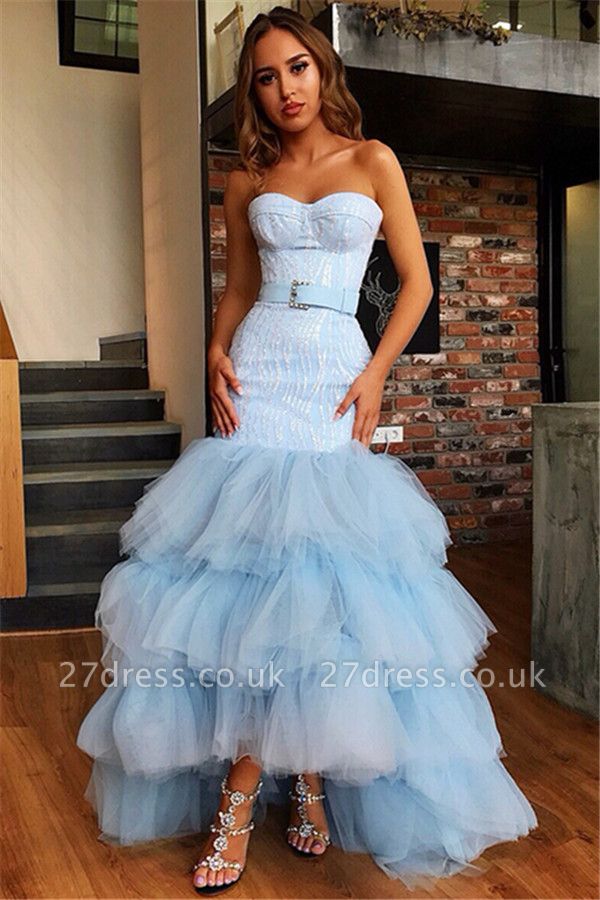 Light blue high shop low prom dress