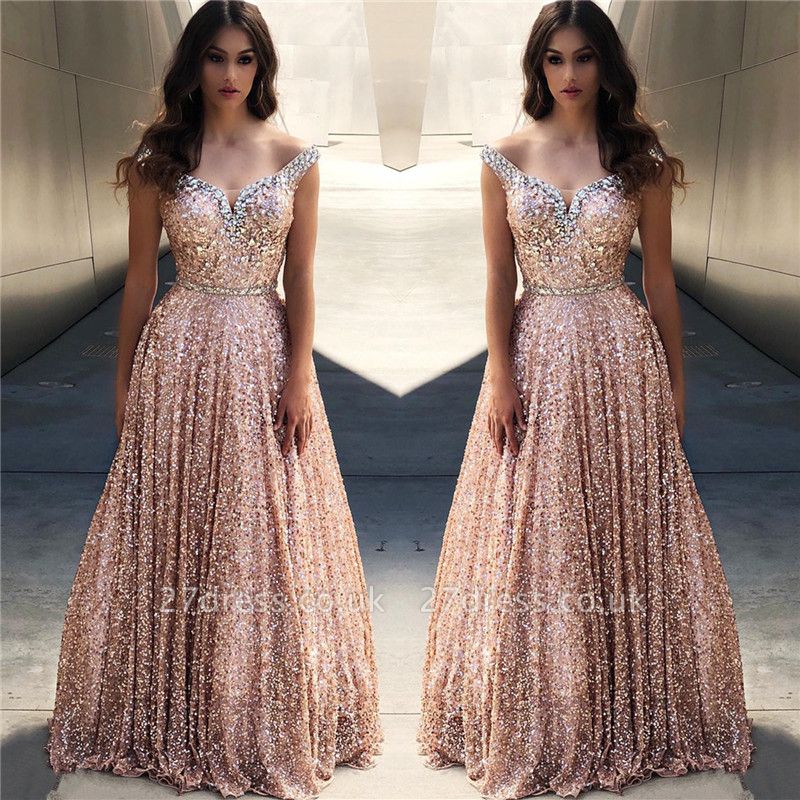 Rose Gold Sequin Affordable Evening Dress Ukes Uk Uk Sexy Off The Shoulder Elegant Bling Bling 7236