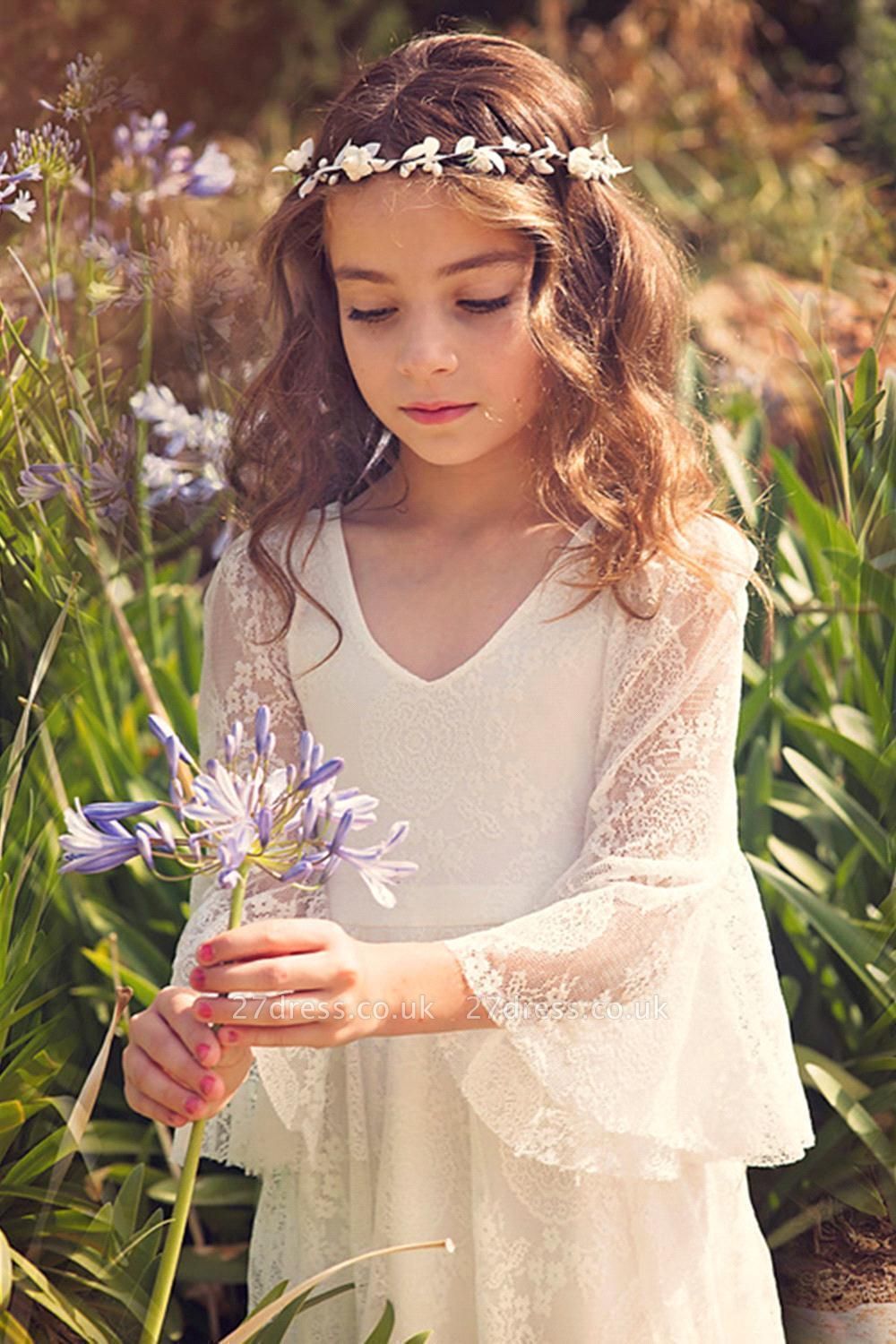 Long sleeve boho 2025 flower girl dresses