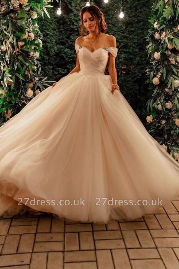 Off Shoulder Tulle Aline Princess Evening Dress Sleeveless Party Dress