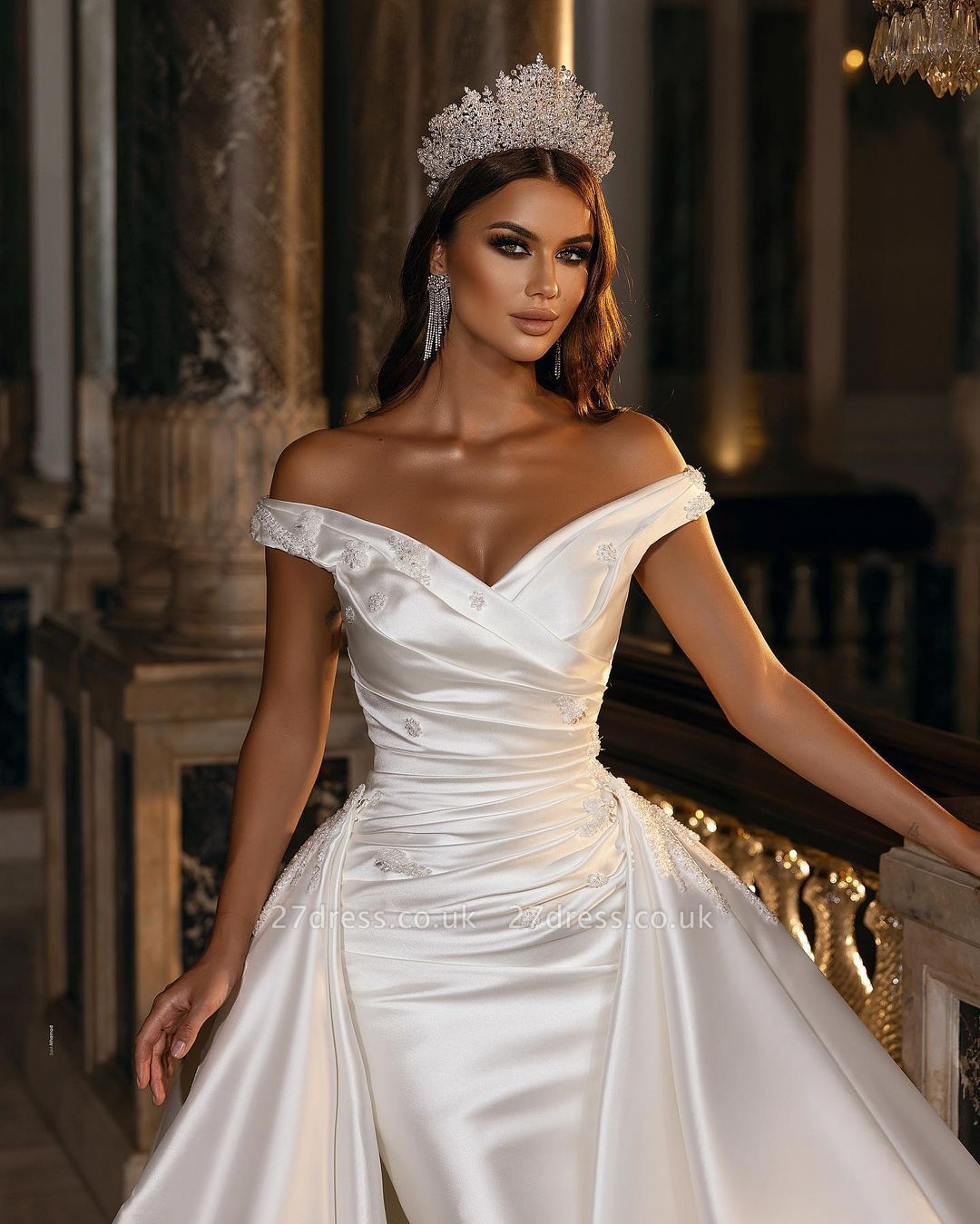 Off white clearance satin wedding dresses