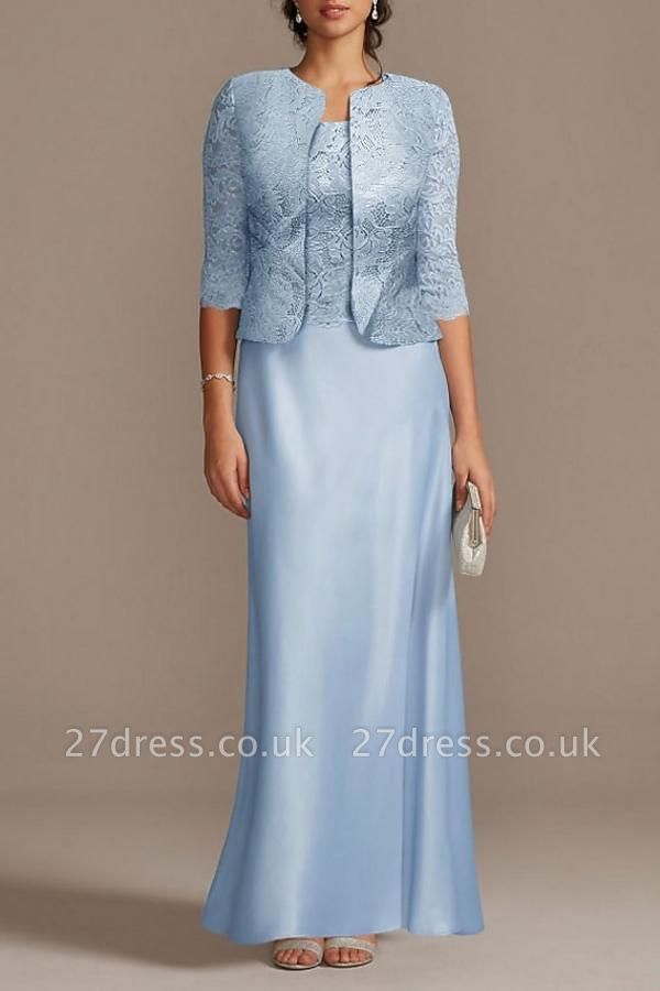 Beautiful 2 Piece Mother of the Bride Dresses Long Blue Bridesmaid Dress with Jacket