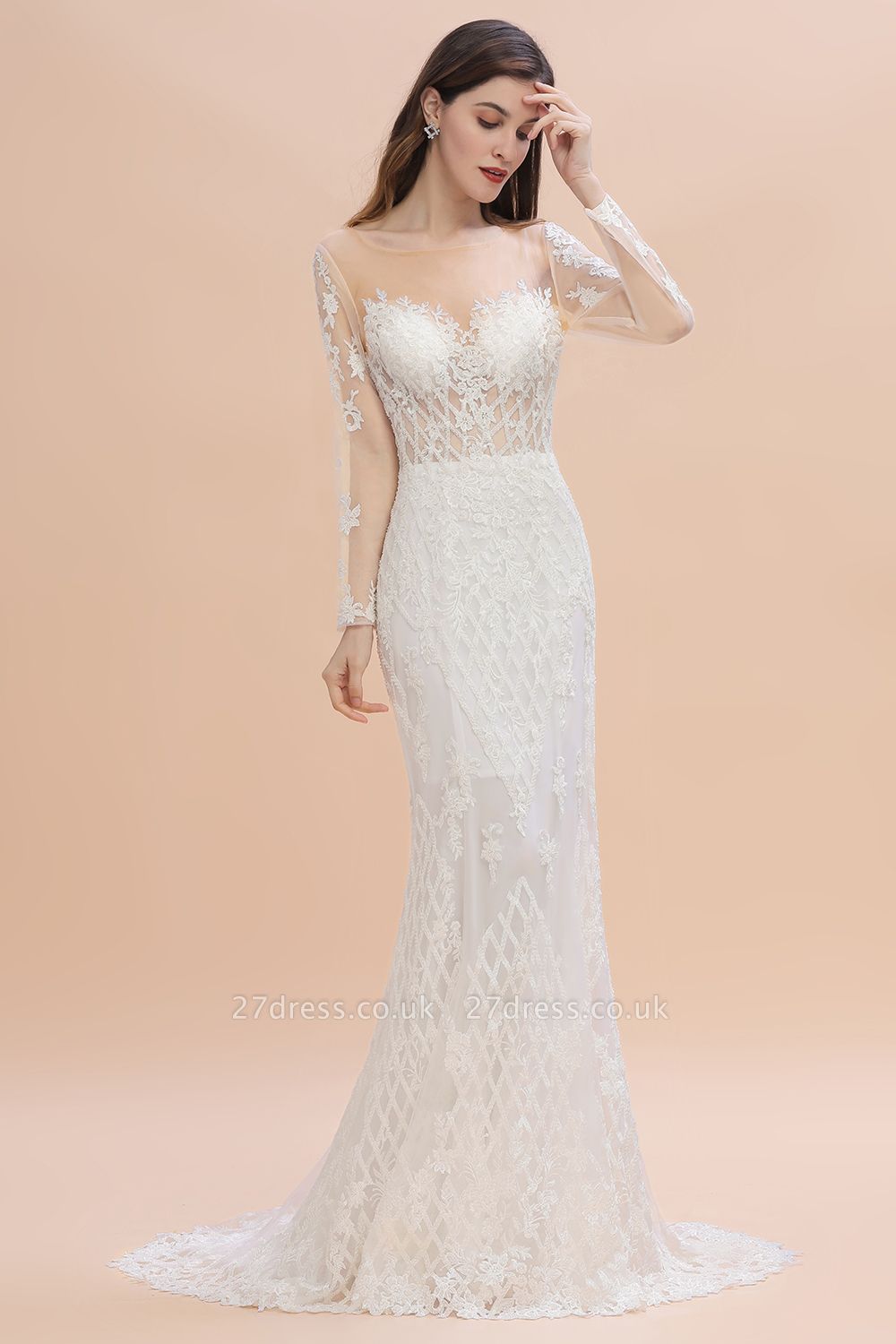 Luxury Beaded Lace Mermaid Wedding Dresses Tulle Appliques with Detachable Train