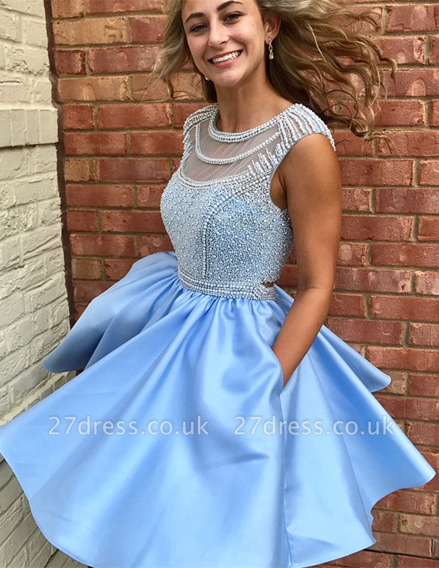 Charming Sleeveless Beadings Short Homecoming Dress UK On Sale BA6980