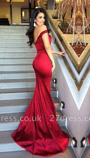 Off the shoulder Mermaid Evening Dress UK Elegant Red Womens