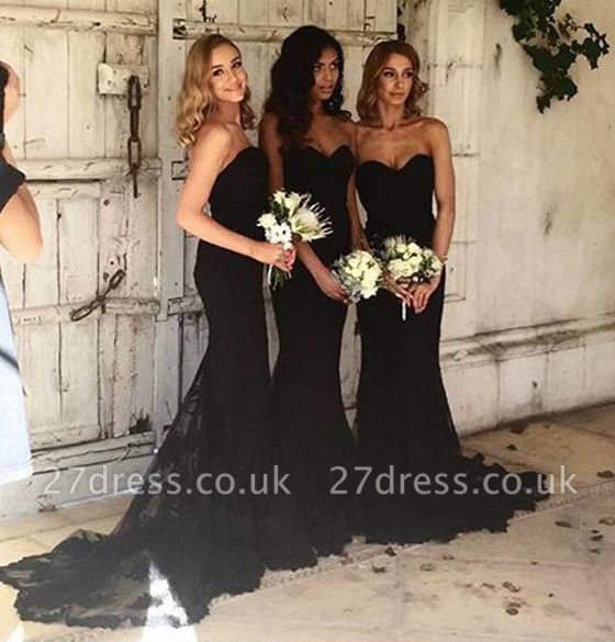 Sexy Black Sweetheart Mermaid Bridesmaid Dress Uk Lace Wedding