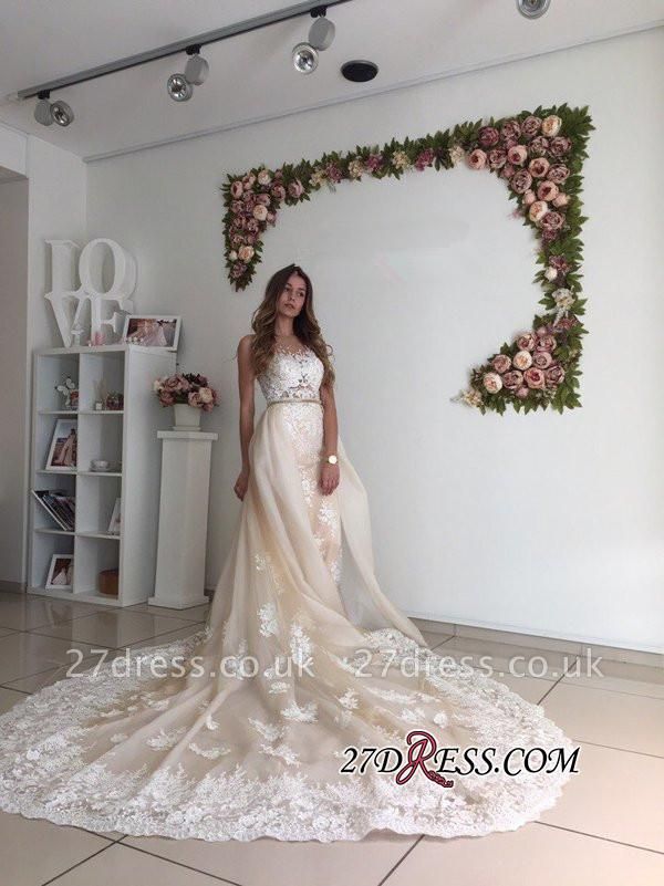 Sexy Mermaid Gorgeous Detachable-Cathedral-Train Tulle Lace Wedding Dresses UK