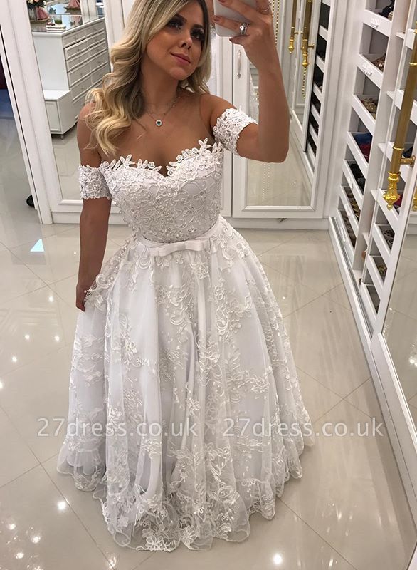 white beaded evening gown