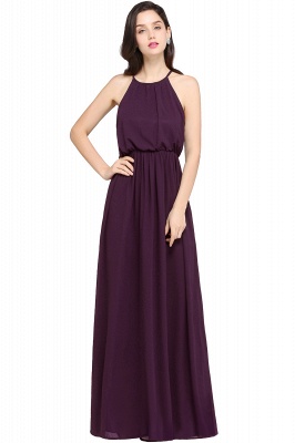 Halter Ruffle Chiffon Bridesmaid Dress Floor Length Wedding Guest Dress_3