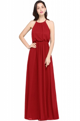 Halter Ruffle Chiffon Bridesmaid Dress Floor Length Wedding Guest Dress_1