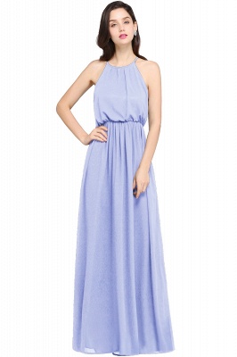 Halter Ruffle Chiffon Bridesmaid Dress Floor Length Wedding Guest Dress_4