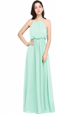 Halter Ruffle Chiffon Bridesmaid Dress Floor Length Wedding Guest Dress_10