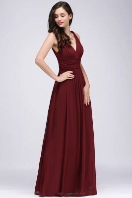 Modest Aline Formal Dress Sleeveless V-Neck Tuffle Chiffon Floor Length Party Dress_15