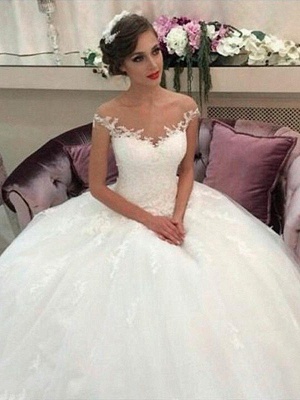 Sleeveless Off-the-Shoulder Tulle Court Train Ball Gown Wedding Dresses UK_1