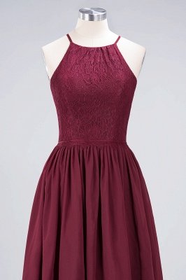 A-line Light Chiffon Lace Jewel Sleeveless Knee-Length Bridesmaid Dress UKes UK UK with Ruffles_4