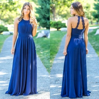 Ocean Blue Halter Chiffon Affordable Bridesmaid Dress UKes UK | A-line Backless Long Bridesmaid Dress UKes UK_3