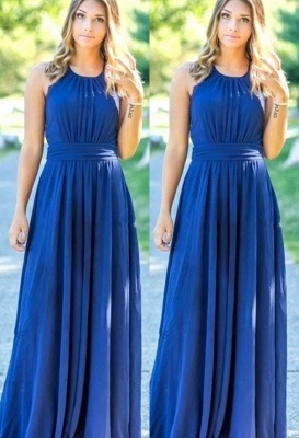 Ocean Blue Halter Chiffon Affordable Bridesmaid Dress UKes UK | A-line Backless Long Bridesmaid Dress UKes UK_1