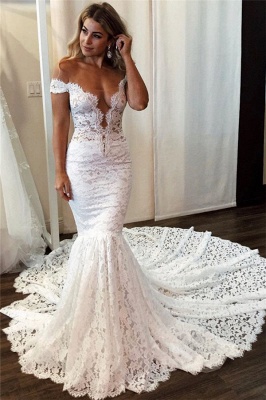 Lace Off The Shoulder Wedding Dresses Uk Sexy Mermaid Sleeveless Floral Bridal Gowns 27dress Co Uk