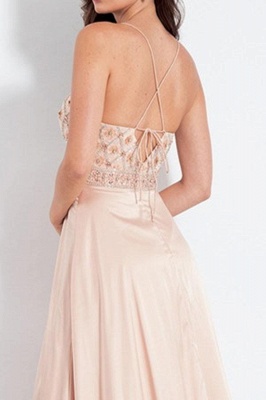 Sexy Spaghetti-Strap Crystal Prom Dress UKes UK Side slit Sleeveless Evening Dress UKes UK with  Beads_2