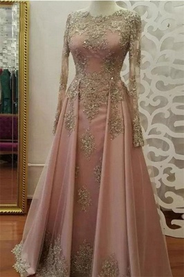 Sexy Lace Appliques Crystal Jewel Prom Dress UKes UK Side slit Longsleeves Evening Dress UKes UK with Beads_1