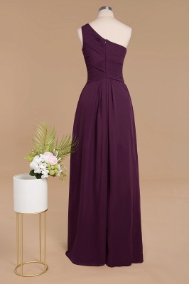 Chic One Shoulder Ruffle Chiffon Grape Bridesmaid Dresses_2