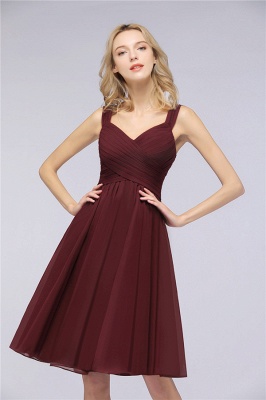 Ruffle Straps Short Burgundy Bridesmaid Dresses