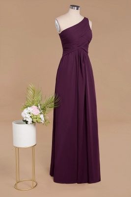 Chic One Shoulder Ruffle Chiffon Grape Bridesmaid Dresses_3