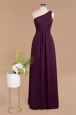 Chic One Shoulder Ruffle Chiffon Grape Bridesmaid Dresses