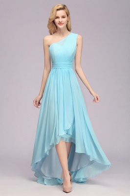 One Shoulder Hi-Lo Sky Blue Chiffon Bridesmaid Dresses