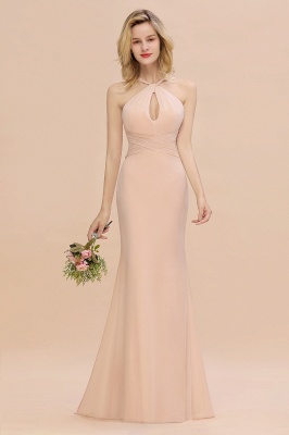 Halter KeyHole Mermaid Bridesmaid Dress with Ruffle_4