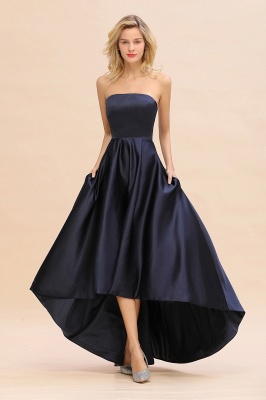 Charming Strapless Hi-Lo Satin Bridesmaid Dresses