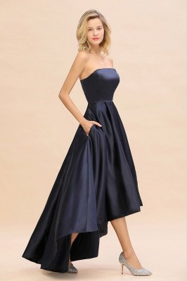 Charming Strapless Hi-Lo Satin Bridesmaid Dresses_8