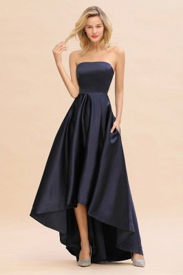 Charming Strapless Hi-Lo Satin Bridesmaid Dresses_4