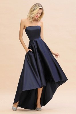 Charming Strapless Hi-Lo Satin Bridesmaid Dresses_7