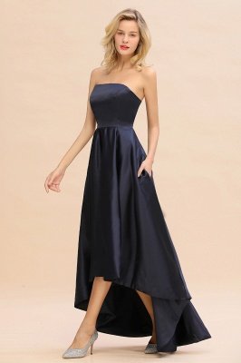 Charming Strapless Hi-Lo Satin Bridesmaid Dresses_5