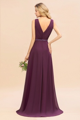 Elegant Grape Hi-Lo Chiffon Bridesmaid Dress with Beadings Sash_3