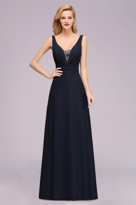 V-Neck Chiffon Beadings Long Bridesmaid Dresses