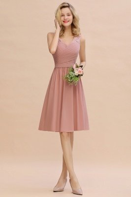 Lace Short Homecoming Dresses with Belt |  Sleeveless Pink Party Dress UK_13