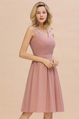 Lace Short Homecoming Dresses with Belt |  Sleeveless Pink Party Dress UK_11