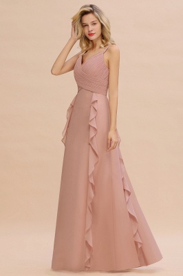 Elegant Ruched Chiffon Dusty Pink Bridesmaid Dress_5