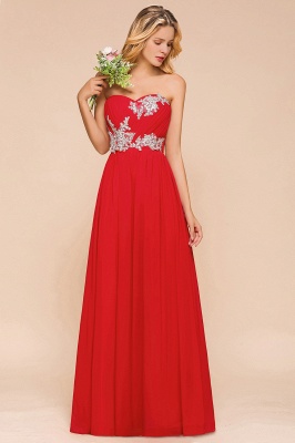 Stylish Sweetheart Red Bridesmaid Dress with Floral Appliques_4