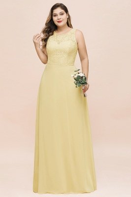 Plus Size Daffodil Crew Neck Lace Bridemaid Dress Sleeveless_6