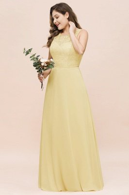 Plus Size Daffodil Crew Neck Lace Bridemaid Dress Sleeveless_5