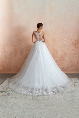 V-neck Ball Gown Wedding Dress Simple Aline Bridal Dress_8