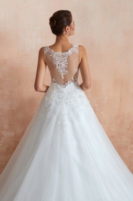 V-neck Ball Gown Wedding Dress Simple Aline Bridal Dress_7