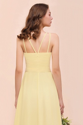 Stylish Halter Daffodil Chiffon Sleeveless Long Bridesmaid Dress_9