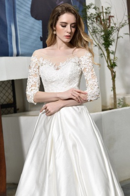 Elegant  Long Sleeves Satin Wedding Dress  with Sweep Train_12