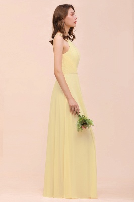 Stylish Halter Daffodil Chiffon Sleeveless Long Bridesmaid Dress_6