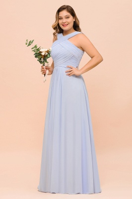 Plus Size Halter Chiffon Lavender Bridesmaid Dress_4