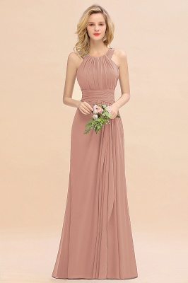 Elegant Halter Ruched Chiffon Bridesmaid Dress Floor Length Wedding Guest Dress_2